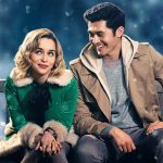 emilia clarke in last christmas sitting on a bench
